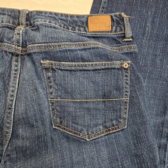 American Eagle Jeans Boy Fit Womens 10 Mid rise Stretch Cropped Dark Wash‎ Y2K - Picture 10 of 11